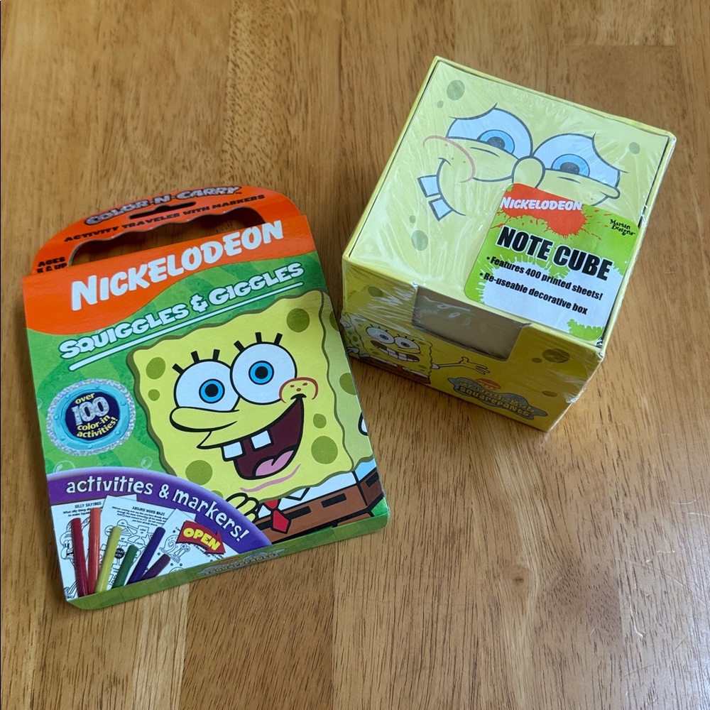 ✋NEW SpongeBob Squarepants Note cube + Color-N-Carry Traveler w/out Markers BTS